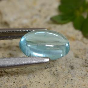 0.67캐럿 천연 라이트 청록색 아파타이트, 타원형 컷, 6.9×4.8 mm, 투명한