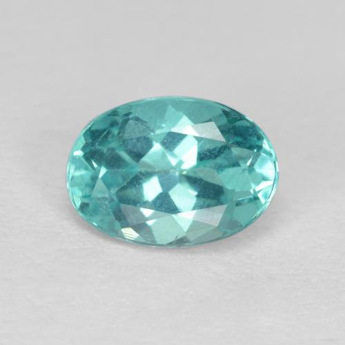 0.86캐럿 천연 강렬한 청록색 아파타이트, 타원형 컷, 6.9×4.9 mm, VS