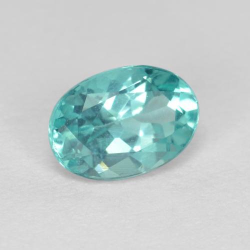 0.86캐럿 천연 강렬한 청록색 아파타이트, 타원형 컷, 6.9×4.9 mm, VS