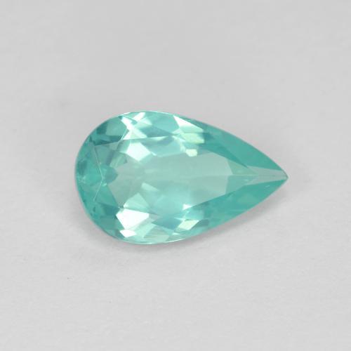 1.07캐럿 천연 일렉트릭 블루 그린 아파타이트, 배 모양, 8.8×5.4 mm, VS