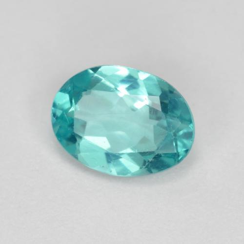 0.82캐럿 천연 일렉트릭 블루 아파타이트, 타원형 컷, 7×5.1 mm, VS