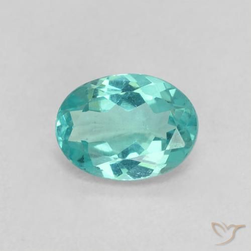 0.81ct 자연스러운 밝은 청록색 인회석, 타원형, VS