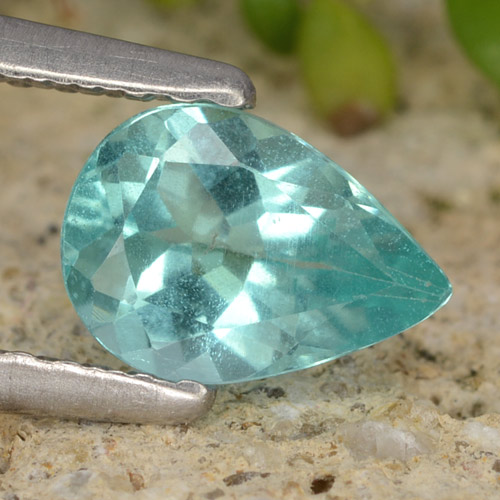 0.72캐럿 천연 일렉트릭 블루 그린 아파타이트, 배 모양, 7×5 mm, VS
