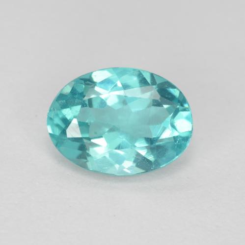 0.82캐럿 천연 밝은 청록색 아파타이트, 타원형 컷, 6.9×5.2 mm, VS