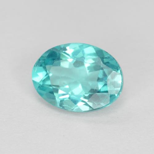 0.82캐럿 천연 밝은 청록색 아파타이트, 타원형 컷, 6.9×5.2 mm, VS