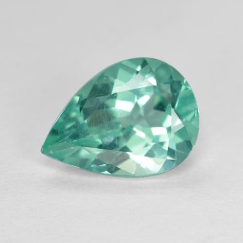 1.66캐럿 천연 푸르스름한 그린 아파타이트, 배 모양, 9.3×6.7 mm, VS