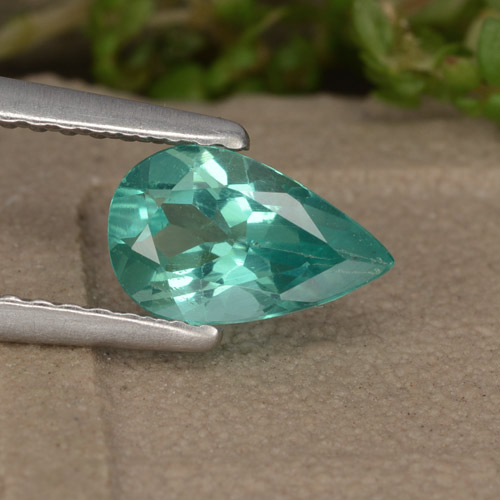 0.93캐럿 천연 블루 그린 아파타이트, 배 모양, 8.2×5.1 mm, VS