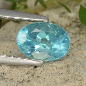 0.93캐럿 천연 아쿠아 블루 아파타이트, 타원형 컷, 6.9×5 mm, VS