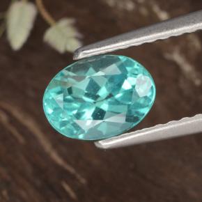 1.13캐럿 천연 강렬한 청록색 아파타이트, 타원형 컷, 7.1×5.2 mm, VS