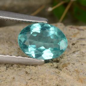 0.79캐럿 천연 그린 블루 아파타이트, 타원형 컷, 6.9×5.1 mm, VS