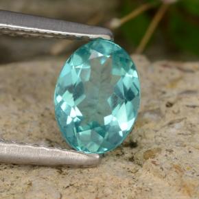 0.79캐럿 천연 그린 블루 아파타이트, 타원형 컷, 6.9×5.1 mm, VS