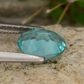 0.79캐럿 천연 그린 블루 아파타이트, 타원형 컷, 6.9×5.1 mm, VS