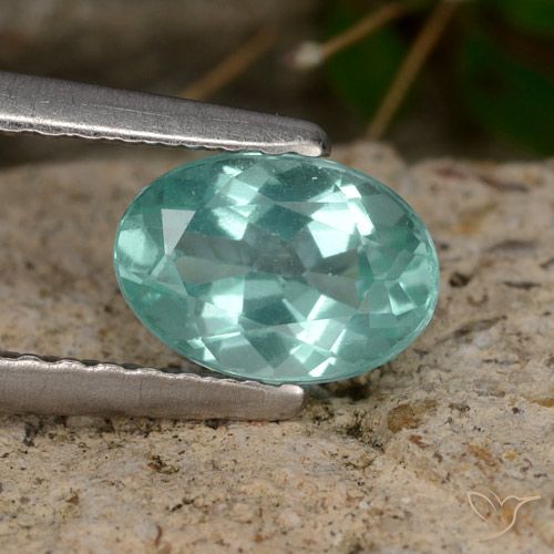 0.82캐럿 천연 틸 아파타이트, 타원형 컷, 7×4.9 mm, VS