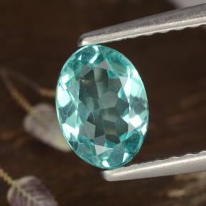 0.77캐럿 천연 강렬한 청록색 아파타이트, 타원형 컷, 6.9×5.1 mm, VS