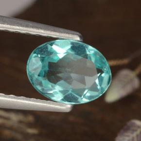 0.77캐럿 천연 강렬한 청록색 아파타이트, 타원형 컷, 6.9×5.1 mm, VS