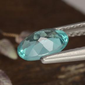 0.77캐럿 천연 강렬한 청록색 아파타이트, 타원형 컷, 6.9×5.1 mm, VS
