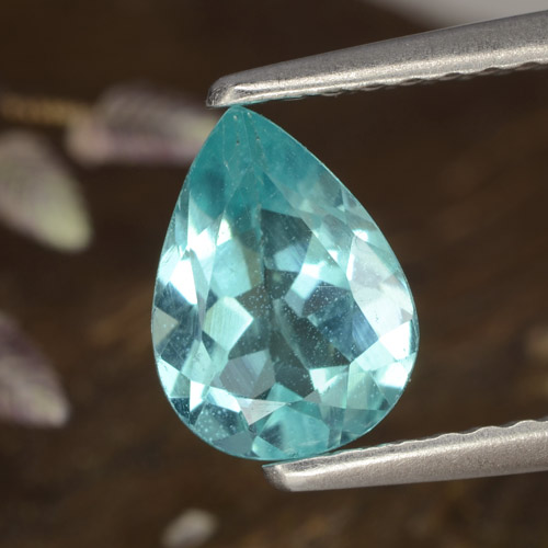 0.97캐럿 천연 밝은 청록색 아파타이트, 배 모양, 7.8×5.8 mm, VS