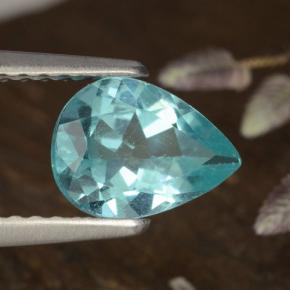0.97캐럿 천연 밝은 청록색 아파타이트, 배 모양, 7.8×5.8 mm, VS