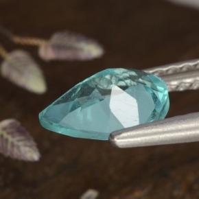 0.97캐럿 천연 밝은 청록색 아파타이트, 배 모양, 7.8×5.8 mm, VS