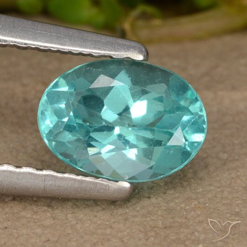 0.87ct 자연스러운 밝은 청록색 인회석, 타원형, VS