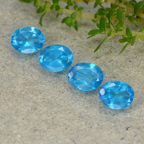 1.44캐럿 천연 깊은 하늘빛 아파타이트 보석, 타원형 컷, 5.1×4 mm, VS