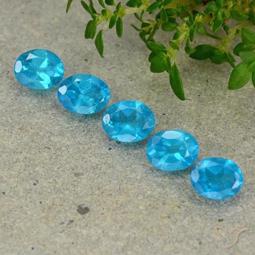 1.81캐럿 천연 일렉트릭 블루 아파타이트 보석, 타원형 컷, 5×3.9 mm, VS