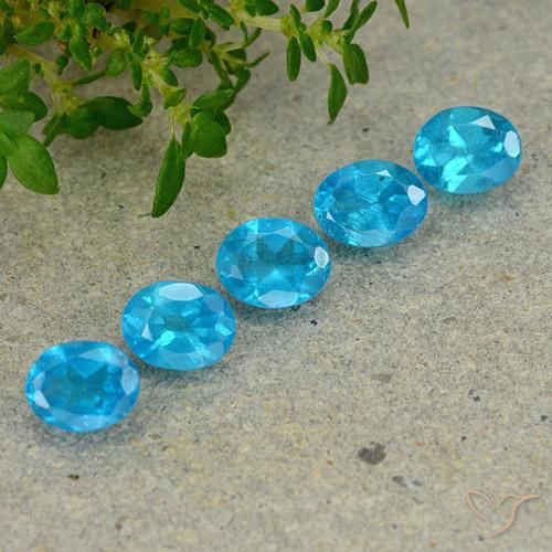 1.81캐럿 천연 일렉트릭 블루 아파타이트 보석, 타원형 컷, 5×3.9 mm, VS