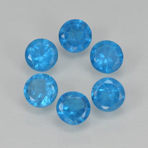 1.21캐럿 천연 인텐스 블루 아파타이트 보석, 라운드 컷, 3.47 mm, VS
