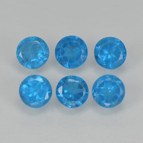1.21캐럿 천연 인텐스 블루 아파타이트 보석, 라운드 컷, 3.47 mm, VS