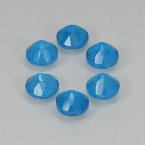 1.21캐럿 천연 인텐스 블루 아파타이트 보석, 라운드 컷, 3.47 mm, VS