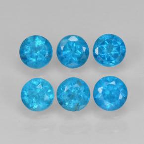 1.30캐럿 천연 미디엄 블루 아파타이트 보석, 라운드 컷, 3.58 mm, VS