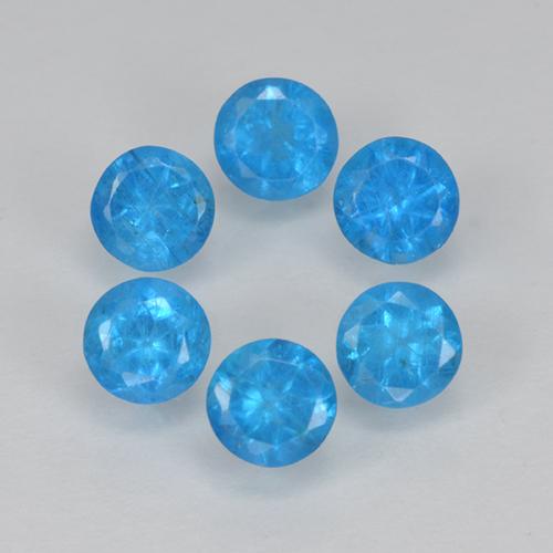 1.21캐럿 천연 인텐스 블루 아파타이트 보석, 라운드 컷, 3.42 mm, VS