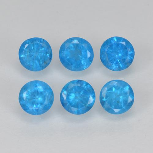 1.21캐럿 천연 인텐스 블루 아파타이트 보석, 라운드 컷, 3.42 mm, VS