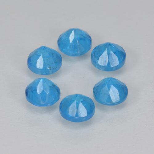 1.21캐럿 천연 인텐스 블루 아파타이트 보석, 라운드 컷, 3.42 mm, VS