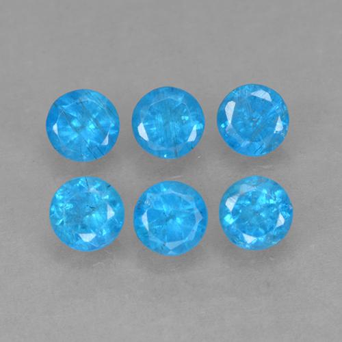 1.21캐럿 천연 미디엄 블루 아파타이트 보석, 라운드 컷, 3.52 mm, VS