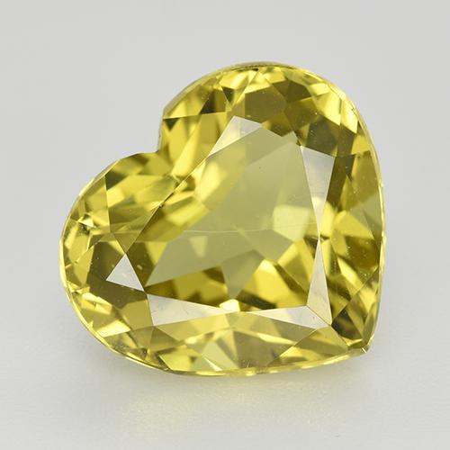 6.12캐럿 천연 미디엄 라이트 옐로우 아파타이트, 하트 모양, 12.3×11.2 mm, VVS-VS