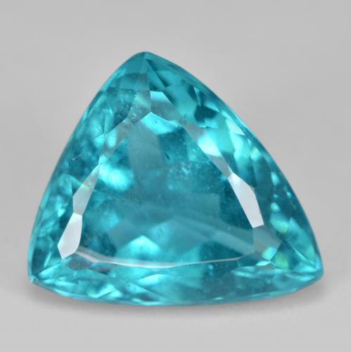 4.81캐럿 천연 비비드 블루 그린 아파타이트, 트릴리언, 11.9×10.6 mm, SI