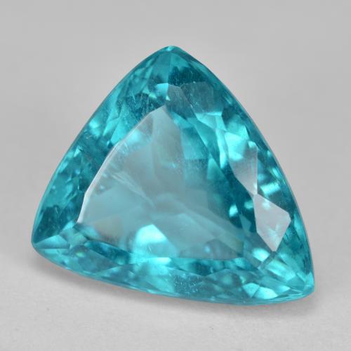 4.81캐럿 천연 비비드 블루 그린 아파타이트, 트릴리언, 11.9×10.6 mm, SI