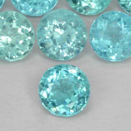 0.45캐럿 천연 일렉트릭 블루 아파타이트, 라운드 컷, 4.78 mm, VS-SI