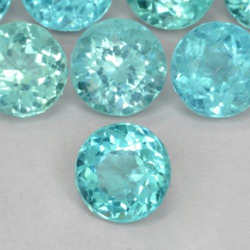 0.45캐럿 천연 일렉트릭 블루 아파타이트, 라운드 컷, 4.78 mm, VS-SI