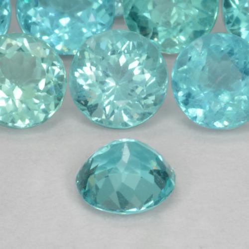0.45캐럿 천연 일렉트릭 블루 아파타이트, 라운드 컷, 4.78 mm, VS-SI
