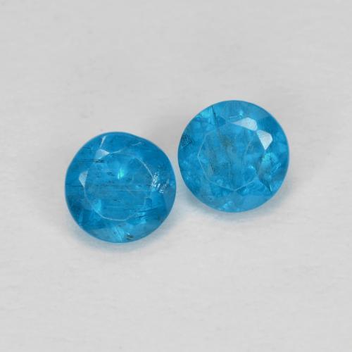 0.40캐럿 천연 딥 아쿠아 아파타이트 보석, 라운드 컷, 3.49 mm, VS-SI