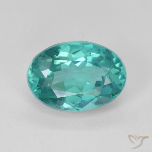 5.33ct 자연스러운 밝은 청록색 인회석, 타원형, VS