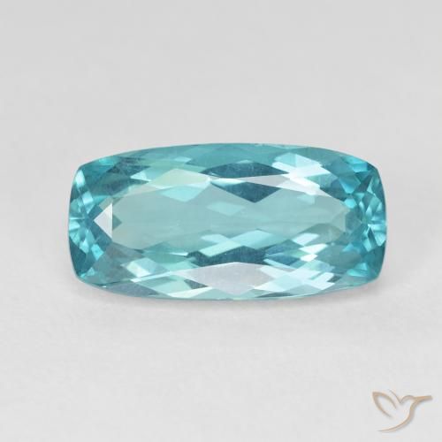 5.63ct 자연스러운 일렉트릭 블루 그린 인회석, 방석, VVS-VS