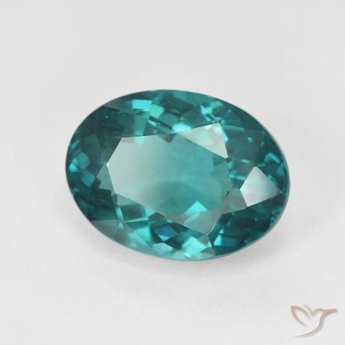 5.25캐럿 천연 Vivid Greenish Blue 인회석, 타원형, VVS-VS