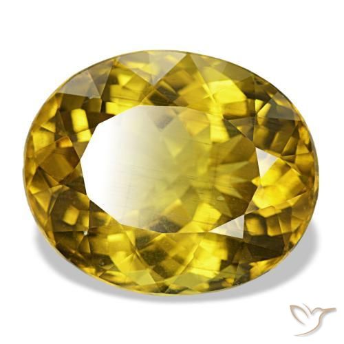 18.73캐럿 천연 가을 노랑 아파타이트, 타원형 컷, 18.8×15.5 mm, VS