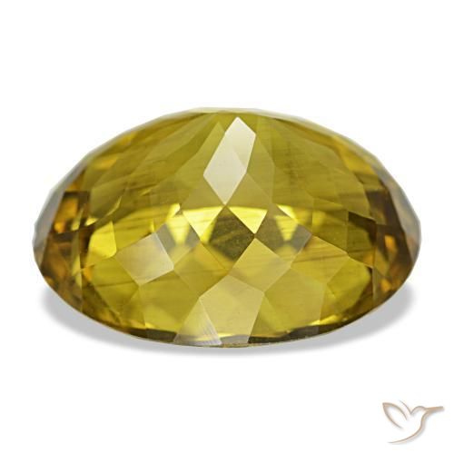 18.73캐럿 천연 가을 노랑 아파타이트, 타원형 컷, 18.8×15.5 mm, VS