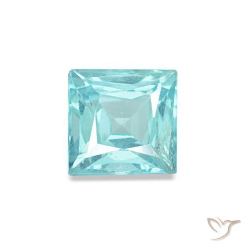 0.59캐럿 천연 미디엄 블루 그린 아파타이트, 스퀘어, 4.7×4.6 mm, VS-SI