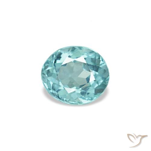0.23캐럿 천연 강렬한 청록색 아파타이트, 타원형 컷, 4.1×3.5 mm, VVS