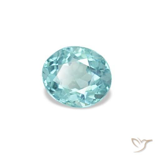 0.23캐럿 천연 강렬한 청록색 아파타이트, 타원형 컷, 4.1×3.5 mm, VVS